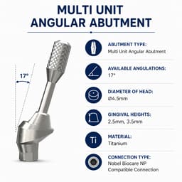 Dentaltech Multi Unit 17° Angular Abutments - Nobel Biocare NP Implant Compatible - 4
