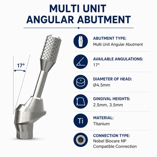 Dentaltech Multi Unit 17° Angular Abutments - Nobel Biocare NP Implant Compatible