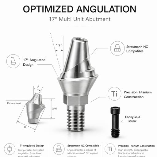 Dentaltech Multi Unit 17° Angular Abutments - Straumann NC Implant Compatible