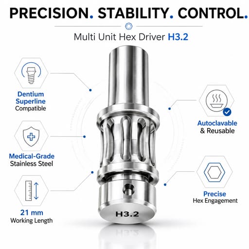 Dentaltech Multi Unit Hex Driver H3.2 - Dentium Superline Implant Compatible
