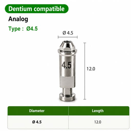 Dentaltech Multi Unit Lab Analog ?4.5mm - Dentium Superline Implant Compatible (Pack of 10)