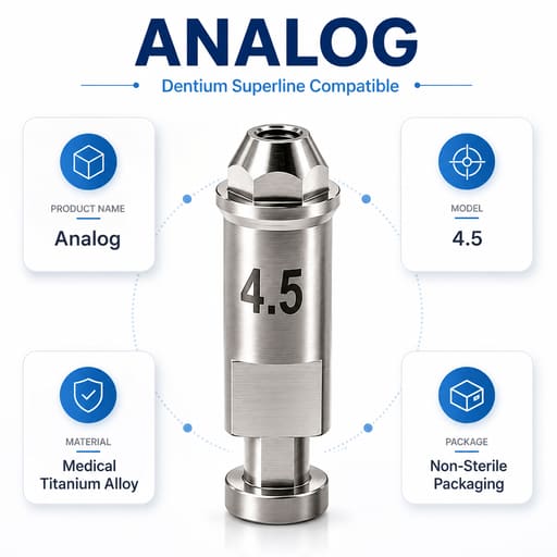 Dentaltech Multi Unit Lab Analog ?4.5mm - Dentium Superline Implant Compatible (Pack of 10)