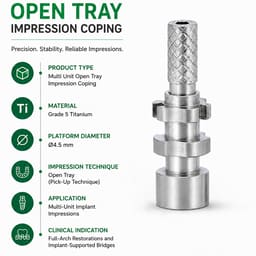 Dentaltech Multi Unit Open Tray Impression Coping ∅4.5mm - Dentium Superline Implant Compatible - 4