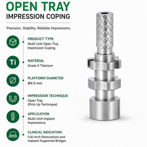 Dentaltech Multi Unit Open Tray Impression Coping ∅4.5mm - Dentium Superline Implant Compatible