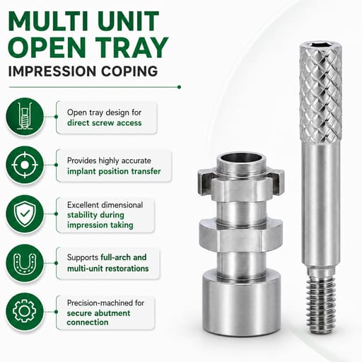 Dentaltech Multi Unit Open Tray Impression Coping ∅4.5mm - Dentium Superline Implant Compatible