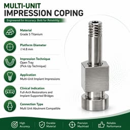 Dentaltech Multi Unit Open Tray Impression Coping ∅4.8mm - Osstem | Noris | Adin | Straumann | Nobel Biocare | Neodent | ICX Medentis Implant Compatible - 4