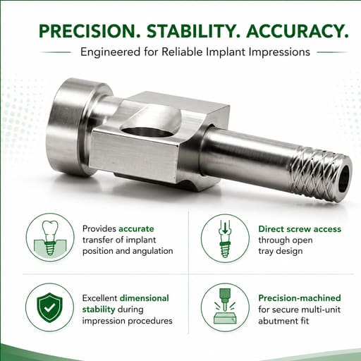 Dentaltech Multi Unit Open Tray Impression Coping ∅4.8mm - Osstem | Noris | Adin | Straumann | Nobel Biocare | Neodent | ICX Medentis Implant Compatible