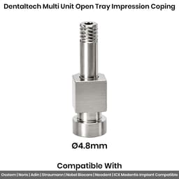 Dentaltech Multi Unit Open Tray Impression Coping ∅4.8mm - Osstem | Noris | Adin | Straumann | Nobel Biocare | Neodent | ICX Medentis Implant Compatible - 2