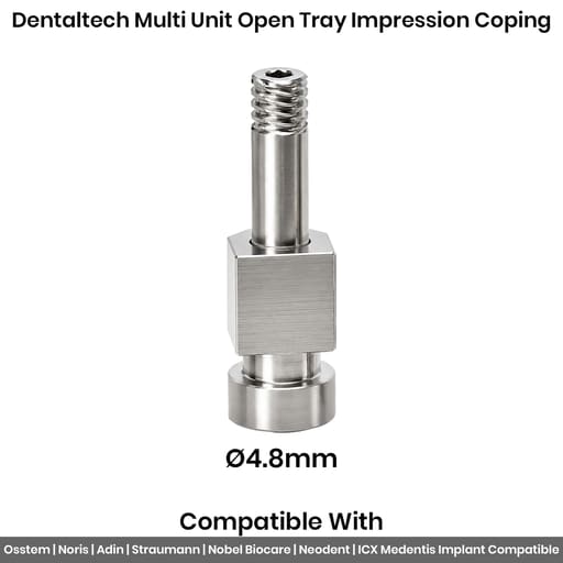 Dentaltech Multi Unit Open Tray Impression Coping ∅4.8mm - Osstem | Noris | Adin | Straumann | Nobel Biocare | Neodent | ICX Medentis Implant Compatible