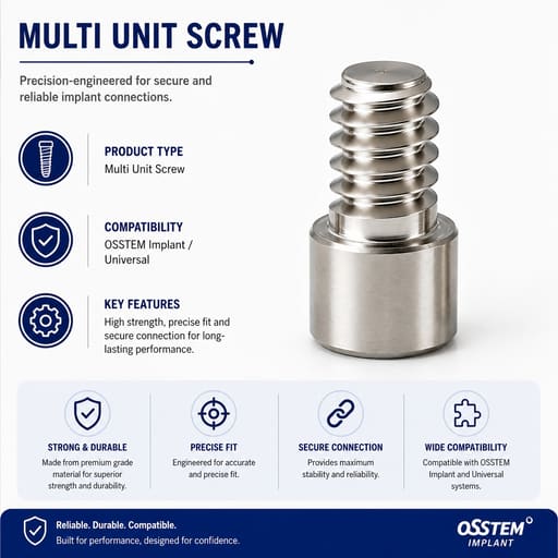Dentaltech Multi Unit Screw ∅4.8mm - OSSTEM Implant Compatible/ Universal (Pack of 10)