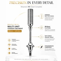 Dentaltech Multi Unit Straight Abutment Ø4.6mm X G/H1.5mm - Straumann RC Implant Compatible - 4