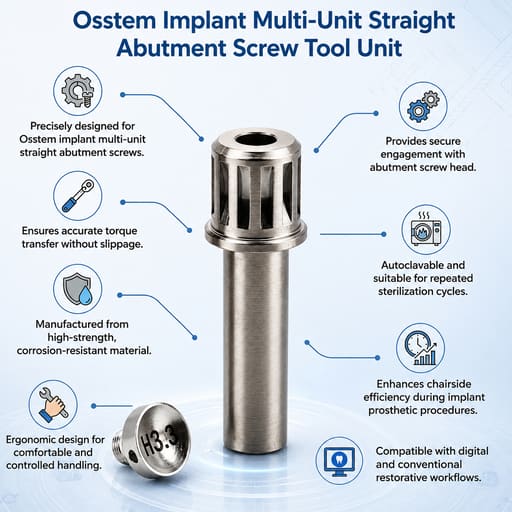 Dentaltech Multi Unit Straight Abutment Driver - Osstem Compatible