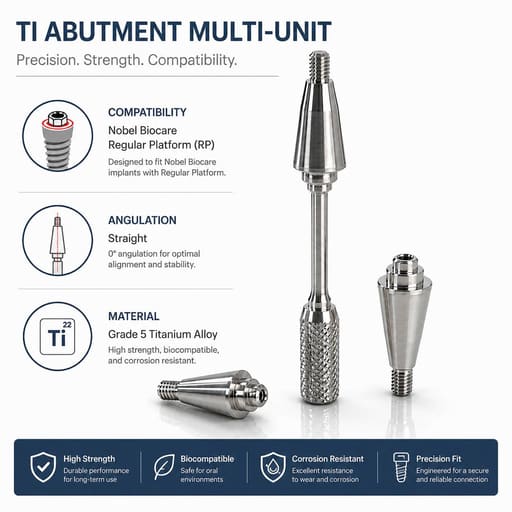 Dentaltech Multi Unit Straight Abutments - Nobel Biocare RP Implant Compatible
