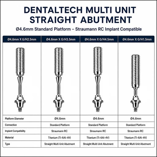 Dentaltech Multi Unit Straight Abutments - Straumann RC Implant Compatible