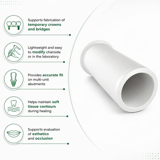 Dentaltech Multi Unit Temporary Coping Plastic ∅5.0mm - Osstem Implant Compatible (GSCTCS500TN)