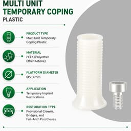 Dentaltech Multi Unit Temporary Coping Plastic ∅5.0mm - Osstem Implant Compatible (GSCTCS500TN) - 3