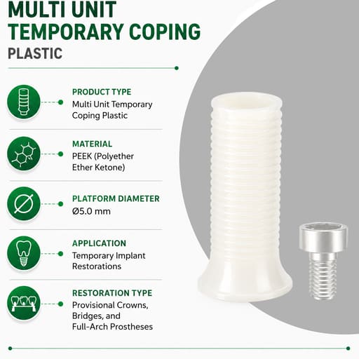 Dentaltech Multi Unit Temporary Coping Plastic ∅5.0mm - Osstem Implant Compatible (GSCTCS500TN)