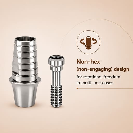 Dentaltech Nobel Compatible Ti Base - RP - Non Hex