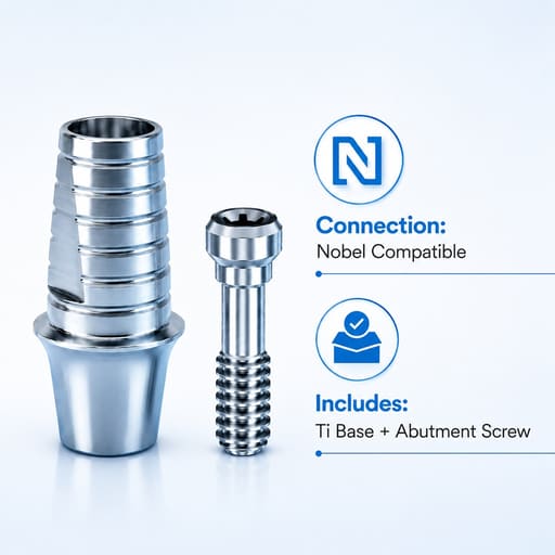 Dentaltech Nobel Compatible Ti Base - RP - Non Hex