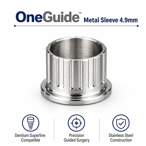Dentaltech OneGuide Metal Sleeve ∅4.9mm - Dentium Superline Implant Compatible (Pack of 10)