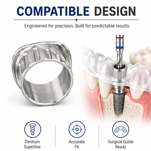 Dentaltech OneGuide Metal Sleeve ∅4.9mm - Dentium Superline Implant Compatible (Pack of 10)