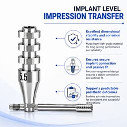 Dentaltech Open Tray Impression Copings - Dentium Superline / Dio/ Megagen / Dentis/ CoWellMedi Implant Compatible - 6