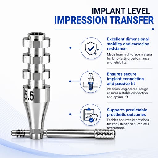 Dentaltech Open Tray Impression Copings - Dentium Superline / Dio/ Megagen / Dentis/ CoWellMedi Implant Compatible