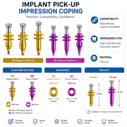 Dentaltech Open Tray Impression Copings - Nobel Biocare Implant Compatible - 3