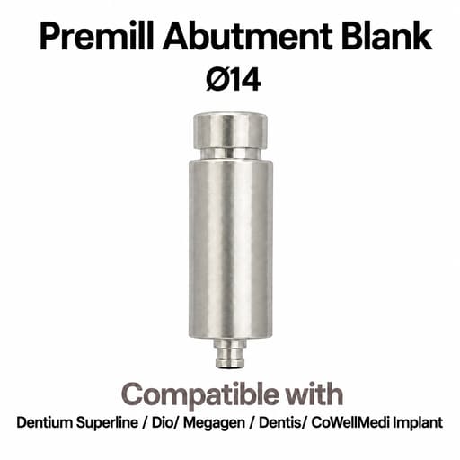 Dentaltech Premill Abutment Blank ∅14.0mm - Dentium Superline / Dio/ Megagen / Dentis/ CoWellMedi Implant Compatible