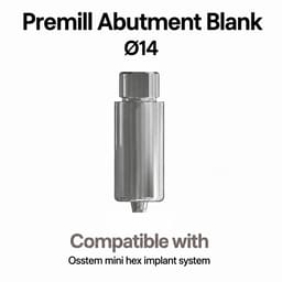 Dentaltech Premill Abutment Blank ∅14.0mm Mini Hex - Osstem Mini Implant Compatible