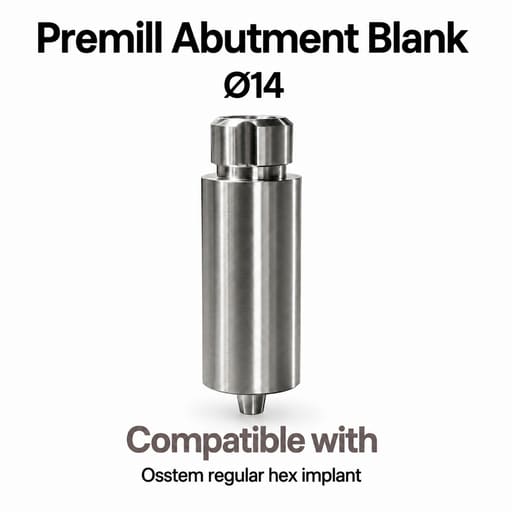 Dentaltech Premill Abutment Blank ∅14.0mm Regular Hex - Osstem Implant Compatible