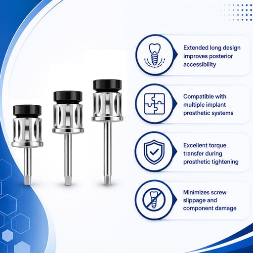 Dentaltech Prosthetic Hex Drivers 1.25mm - Adin | Noris | MIS | AB Dental Implant Compatible