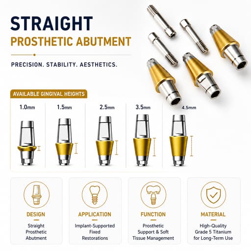 Dentaltech Straight Abutments - Dentium Superline / Dio/ Megagen / Dentis/ CoWellMedi Implant Compatible