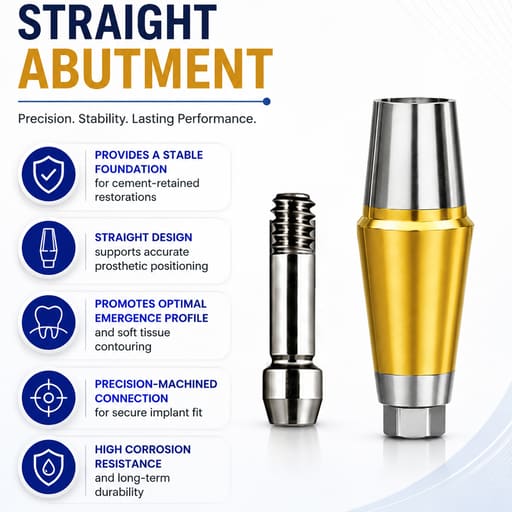 Dentaltech Straight Abutments Regular - Osstem | Dentium | DIO | Cowellmedi | Neobiotech | Dentis Implant Compatible