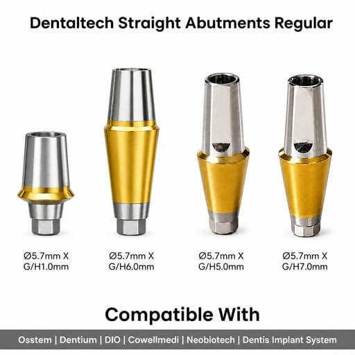 Dentaltech Straight Abutments Regular - Osstem | Dentium | DIO | Cowellmedi | Neobiotech | Dentis Implant Compatible