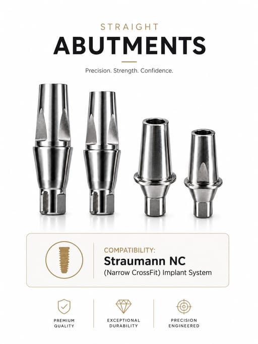 Dentaltech Straight Abutments - Straumann NC Implant Compatible