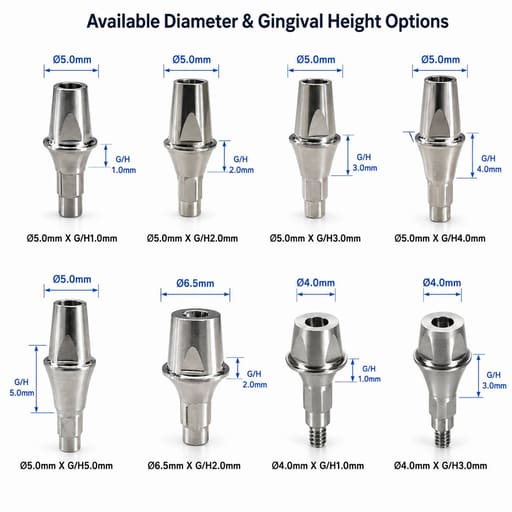 Dentaltech Straight Abutments - Straumann RC Implant Compatible