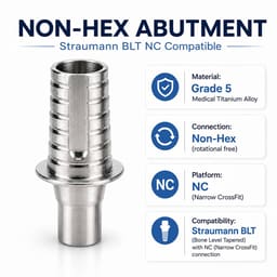 Dentaltech Straumann BLT Compatible Ti Base - NC - Non Hex - 6