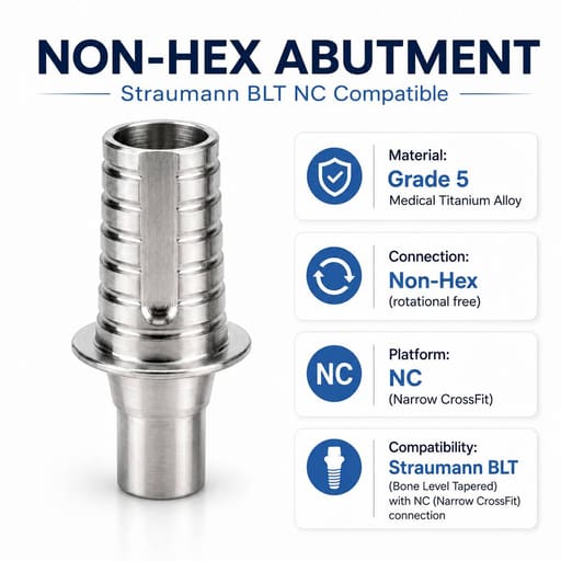 Dentaltech Straumann BLT Compatible Ti Base - NC - Non Hex