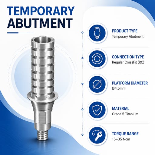 Dentaltech Temporary Abutment RC ?4.5mm - Straumann RC Implant Compatible