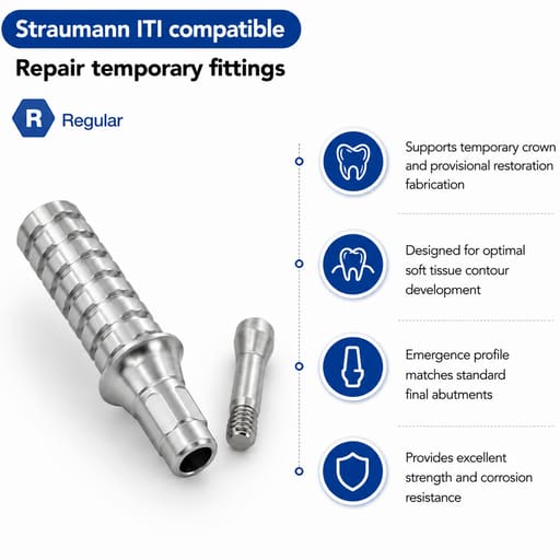 Dentaltech Temporary Abutment RC ?4.5mm - Straumann RC Implant Compatible