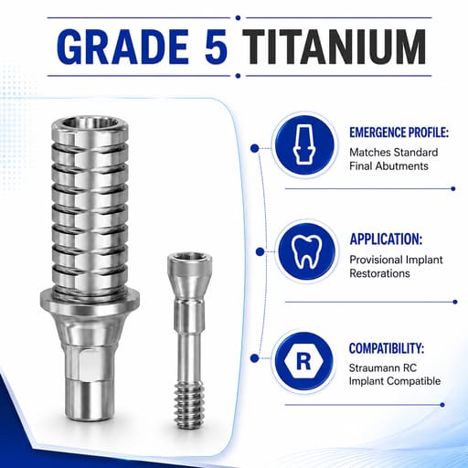Dentaltech Temporary Abutment RC ?4.5mm - Straumann RC Implant Compatible