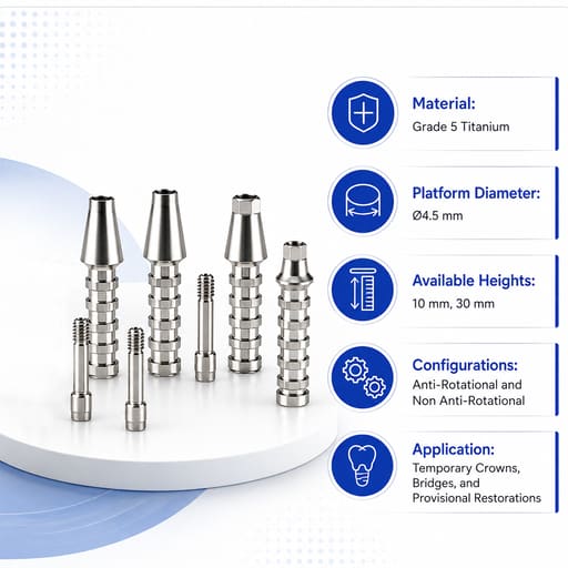 Dentaltech Temporary Abutments Regular - Osstem Implant Compatible