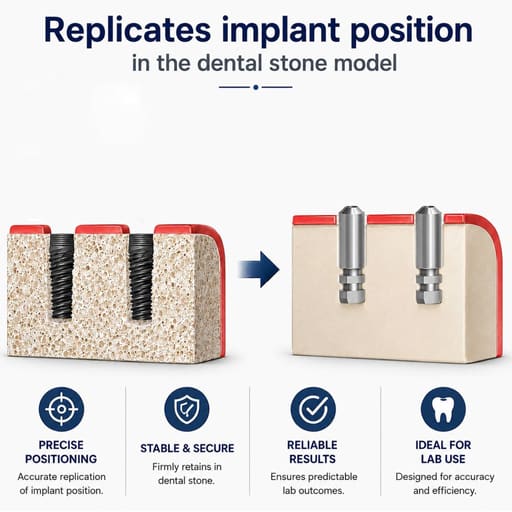 Dentaltech Universal Multi Unit Lab Analog - Osstem | Noris | Adin | Straumann | Nobel Biocare | Neodent | ICX Medentis Implant Compatible (FHTDT) (Pack of 10)