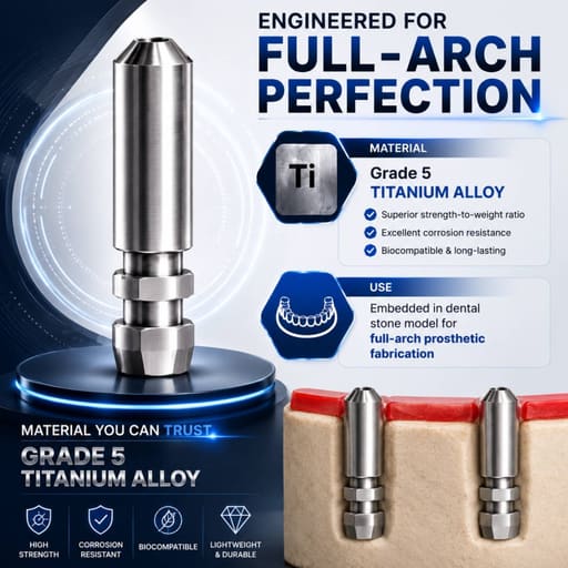 Dentaltech Universal Multi Unit Lab Analog - Osstem | Noris | Adin | Straumann | Nobel Biocare | Neodent | ICX Medentis Implant Compatible (FHTDT) (Pack of 10)