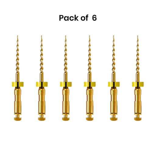DentsMind DM-F1 NiTi Gold Rotary Files 19mm - 17/8% (Pack of 6)