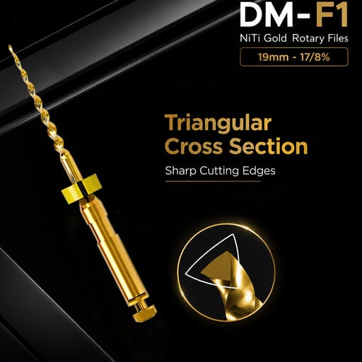 DentsMind DM-F1 NiTi Gold Rotary Files 19mm - 17/8% (Pack of 6)