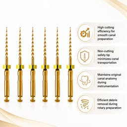 DentsMind DM-F1 NiTi Gold Rotary Files 19mm - 17/8% (Pack of 6) - 4