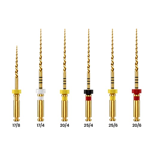 DentsMind DM-F1 NiTi Gold Rotary Files - 25mm (Pack of 6)