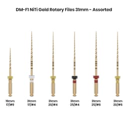 DentsMind DM-F1 NiTi Gold Rotary Files 31mm - Assorted (Pack of 6) - 2